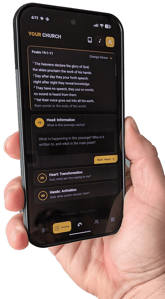 Daily DNA church app shown in hand