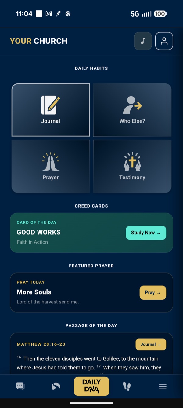 The Daily DNA app home screen